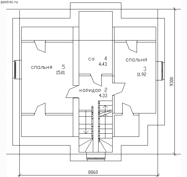 Проект дома A-109-1P - 2-й этаж