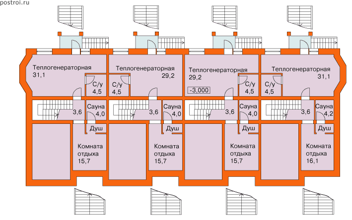 Проект T-1068-2K - Цокольный этаж