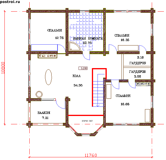 Проект A-123-1D - Мансардный этаж