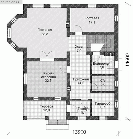 Проект U-243-1P - 1-й этаж