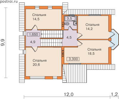 Проект дома E-174-1P - 2-й этаж