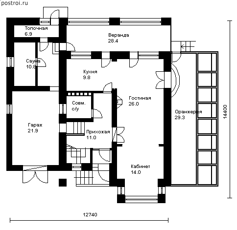 Проект N-233-1K - 1-й этаж