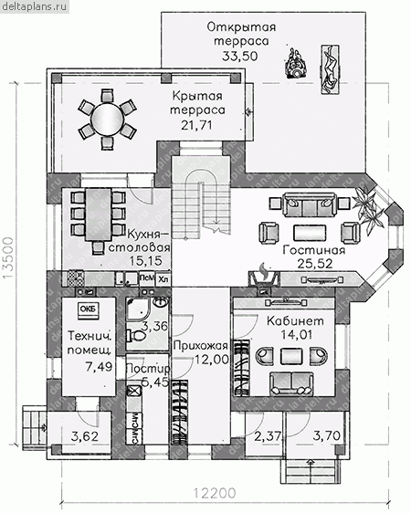 Проект F-174-1P - 1-й этаж