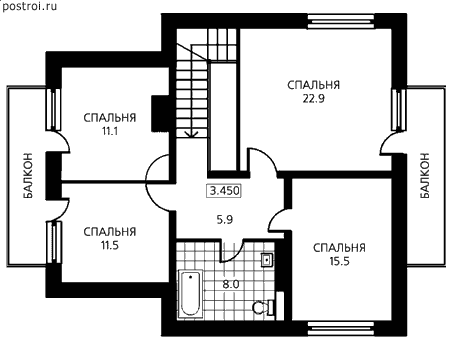 Проект D-152-3P - Мансардный этаж