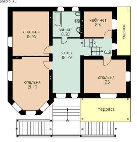 Проект дома E-340-1P - 2-й этаж