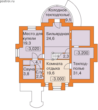 Проект U-271-1K - Цокольный этаж