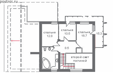 Проект дома H-195-1P - 2-й этаж