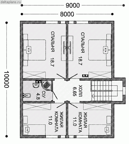Проект H-155-1S - 2-й этаж