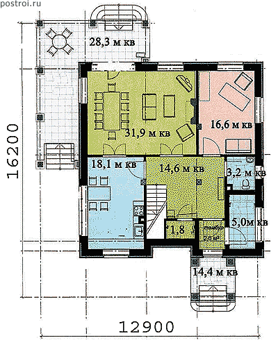 Проект R-216-1K - 1-й этаж