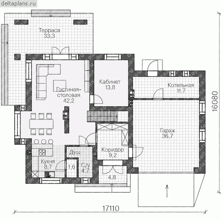 Проект R-196-1K - 1-й этаж