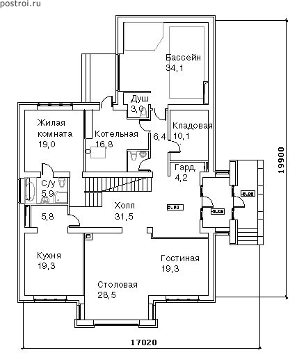 Проект M-412-1P - 1-й этаж