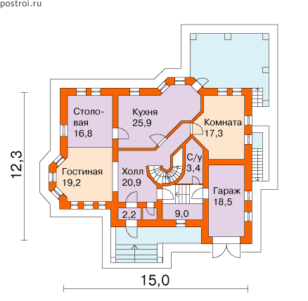 Проект R-368-1K - 1-й этаж