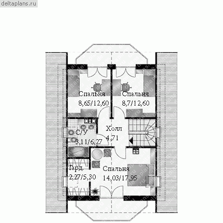 Проект A-123-1P - Мансардный этаж