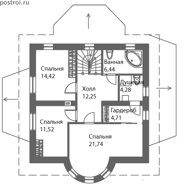 Проект дома E-232-1P - 2-й этаж