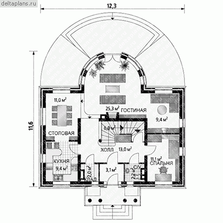 Проект A-314-1K - 1-й этаж