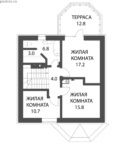 Проект дома D-129-1P - 2-й этаж