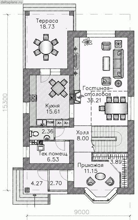 Проект N-174-1K - 1-й этаж
