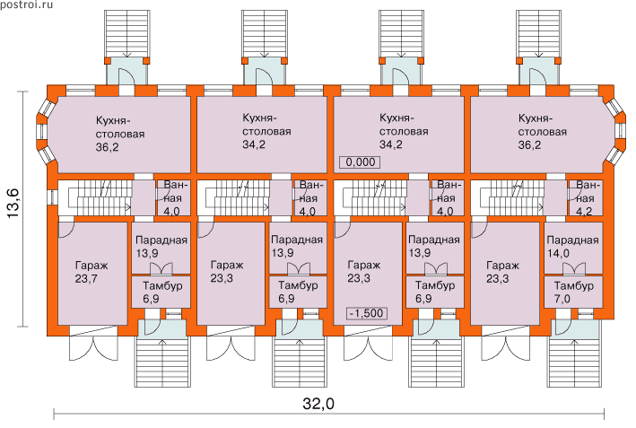 Проект T-1068-2K - 1-й этаж