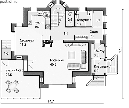 Проект E-194-1K - 1-й этаж