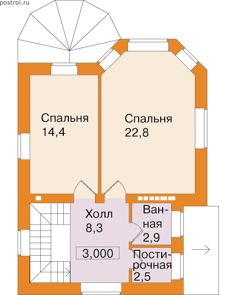 Проект T-107-1K - 2-й этаж