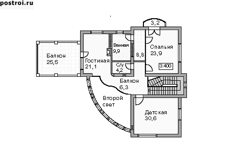 Проект дома K-418-1P - 2-й этаж