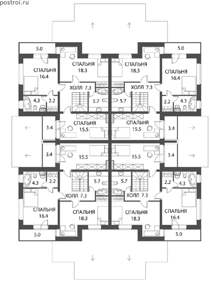 Проект дома K-612-1P - 2-й этаж