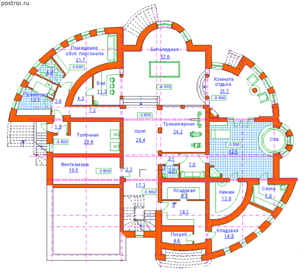 Проект S-1270-1K - Цокольный этаж