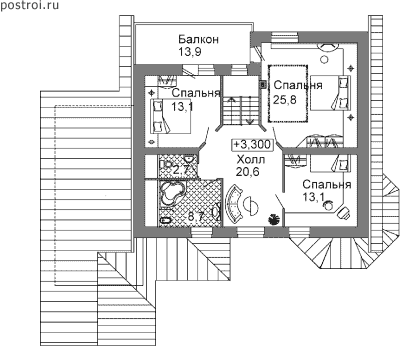 Проект дома V-221-1P - 2-й этаж