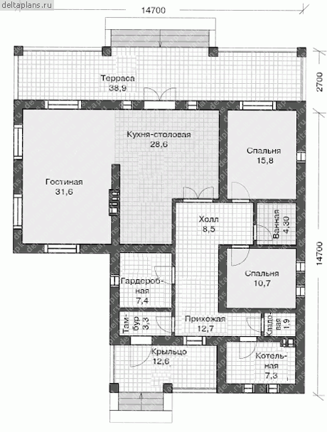 Проект дома U-132-1P - 1-й этаж