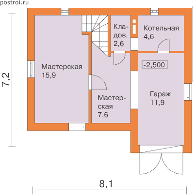 Проект дома H-127-1P - Цокольный этаж