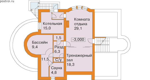 Проект S-415-1P - Цокольный этаж