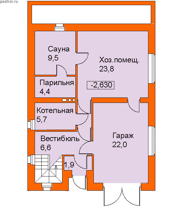 Проект C-257-1K - Цокольный этаж