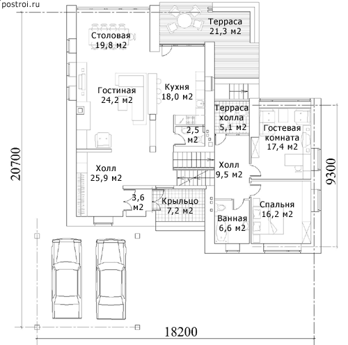 Проект M-375-1K - 1-й этаж