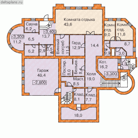 Проект S-1254-1K - Цокольный этаж