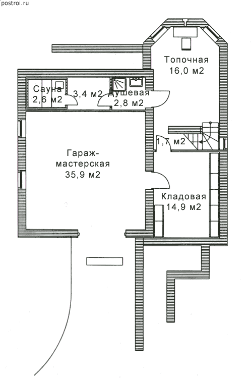 Проект G-212-1P - Цокольный этаж