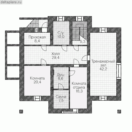 Проект U-442-1K - Цокольный этаж