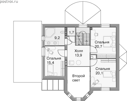 Проект дома I-209-1P - 2-й этаж