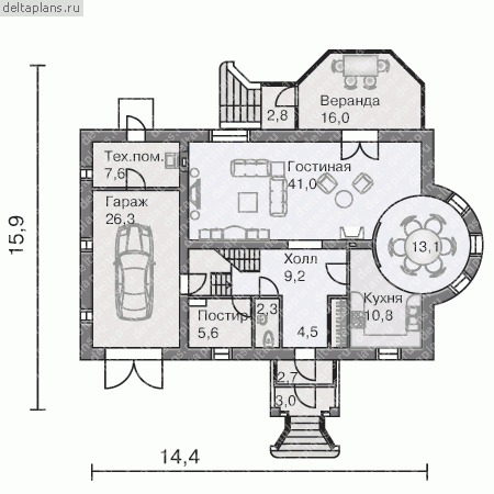 Проект K-256-1P - 1-й этаж