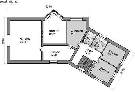Проект дома F-235-1P - 2-й этаж