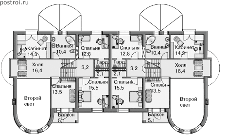 Проект дома J-548-1P - 2-й этаж