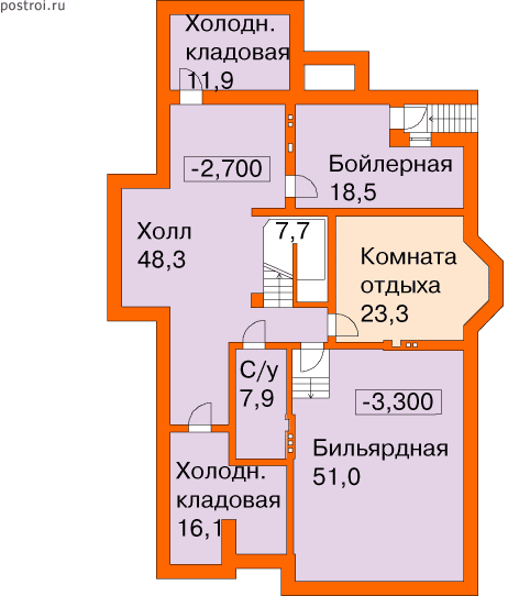Проект R-410-1K - Цокольный этаж