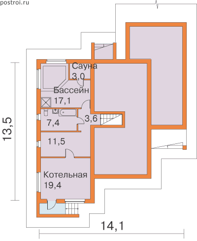 Проект дома E-191-1P - Цокольный этаж