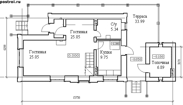 Проект дома A-126-1P - 1-й этаж