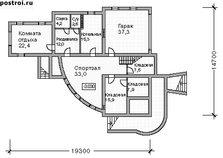Проект дома K-418-1P - Цокольный этаж
